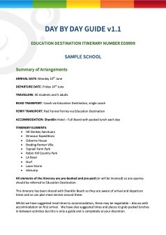 Example Education Destination Day by Day Guide